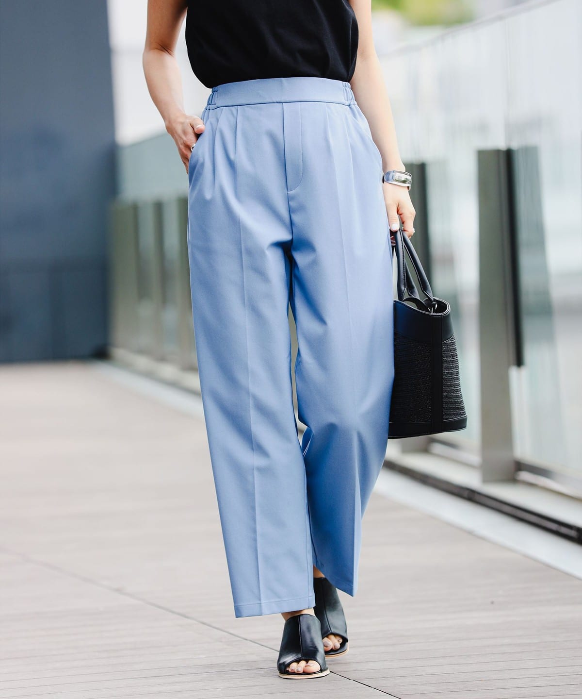 スタイルフリー ワイドパンツ 24SS パンツ WOMEN STONE BLUE S スタイルフリー ワイドパンツ 24SS パンツ WOMEN STONE BLUE S