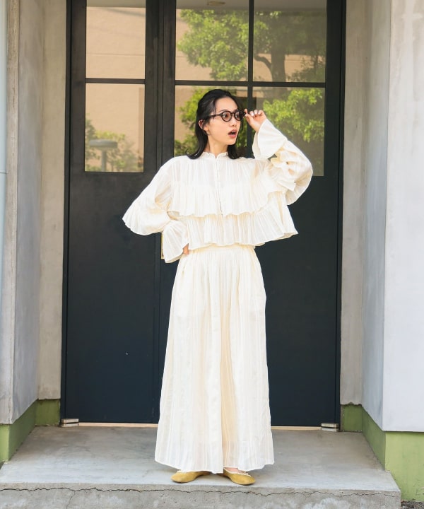 B:MING by BEAMS（ビーミング by ビームス）Sara mallika / Cotton Jacquard Gather Wide  Pants（パンツ カジュアルパンツ）通販｜BEAMS