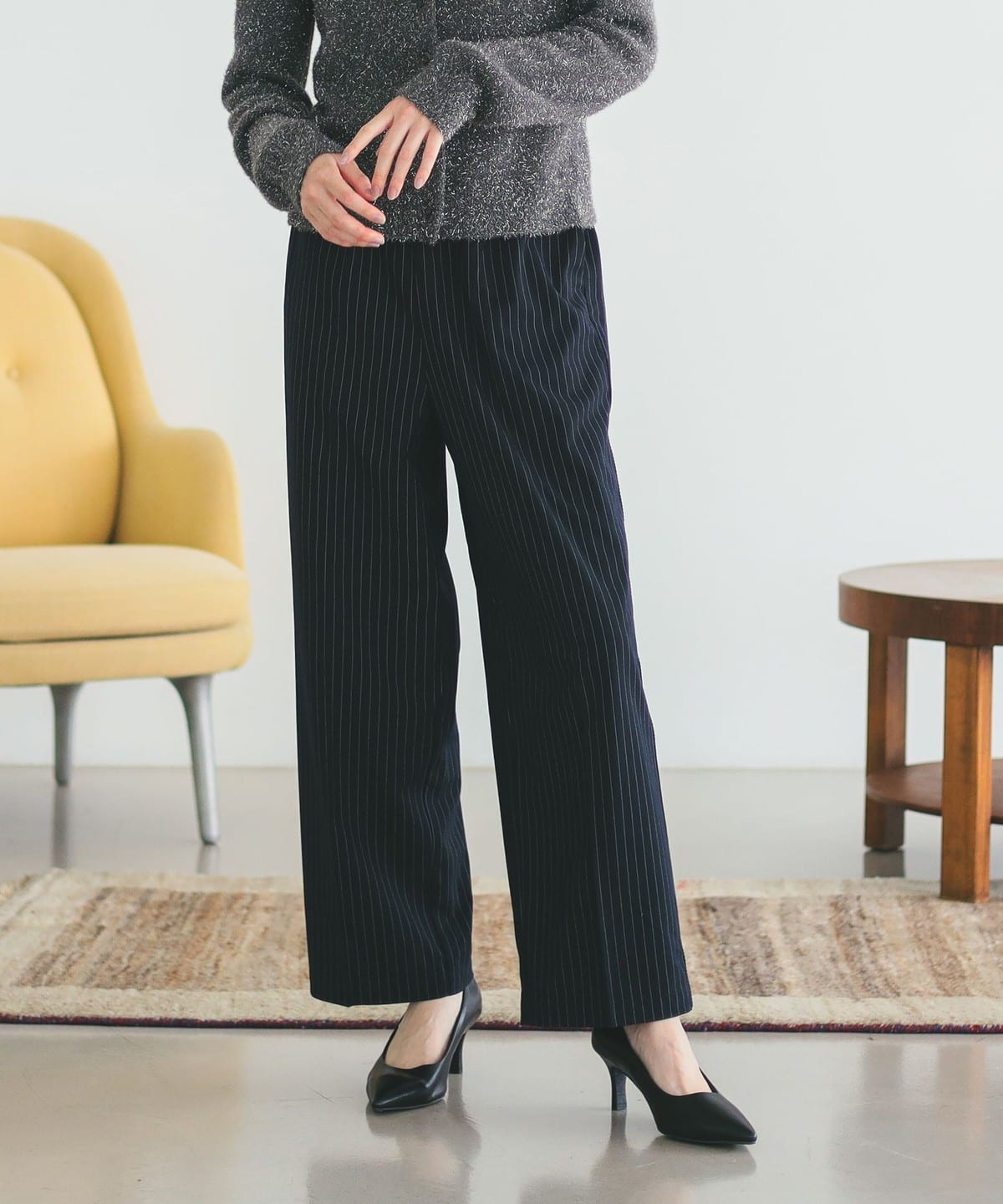ピンストライプ ライン パンツ(S M) パンツ WOMEN NAVY M ピンストライプ ライン パンツ(S M) パンツ WOMEN NAVY M