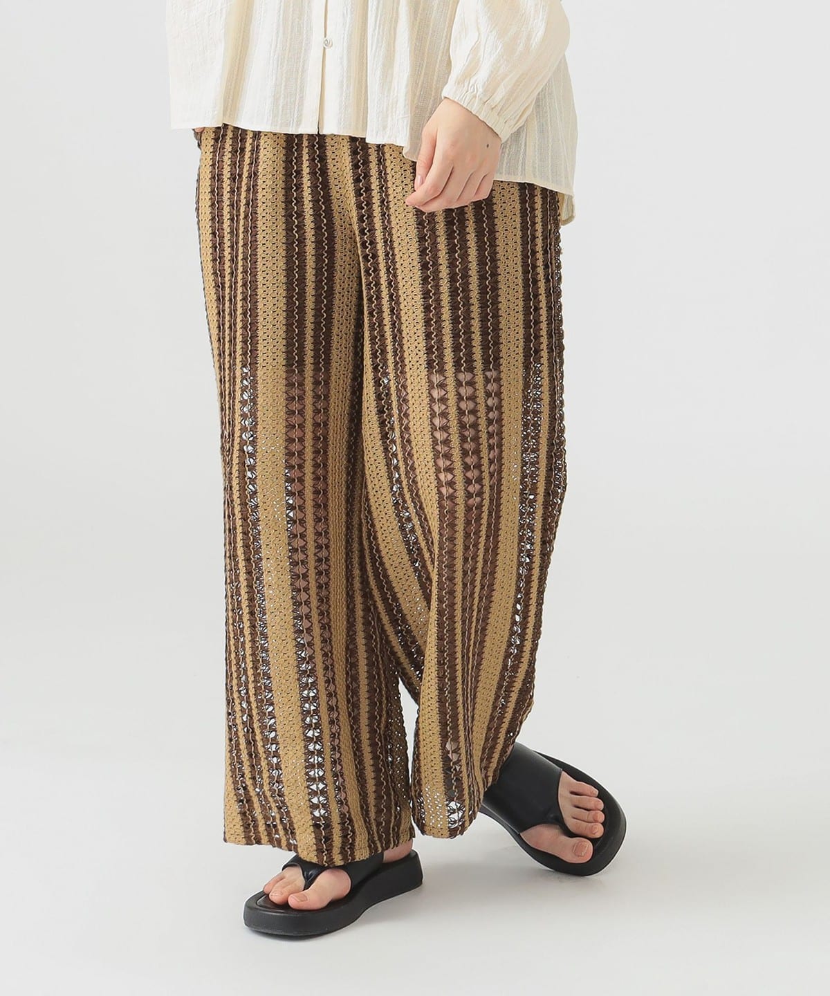 インド ストライプ レース パンツ(S M) パンツ WOMEN BEIGE S インド ストライプ レース パンツ(S M) パンツ WOMEN BEIGE S