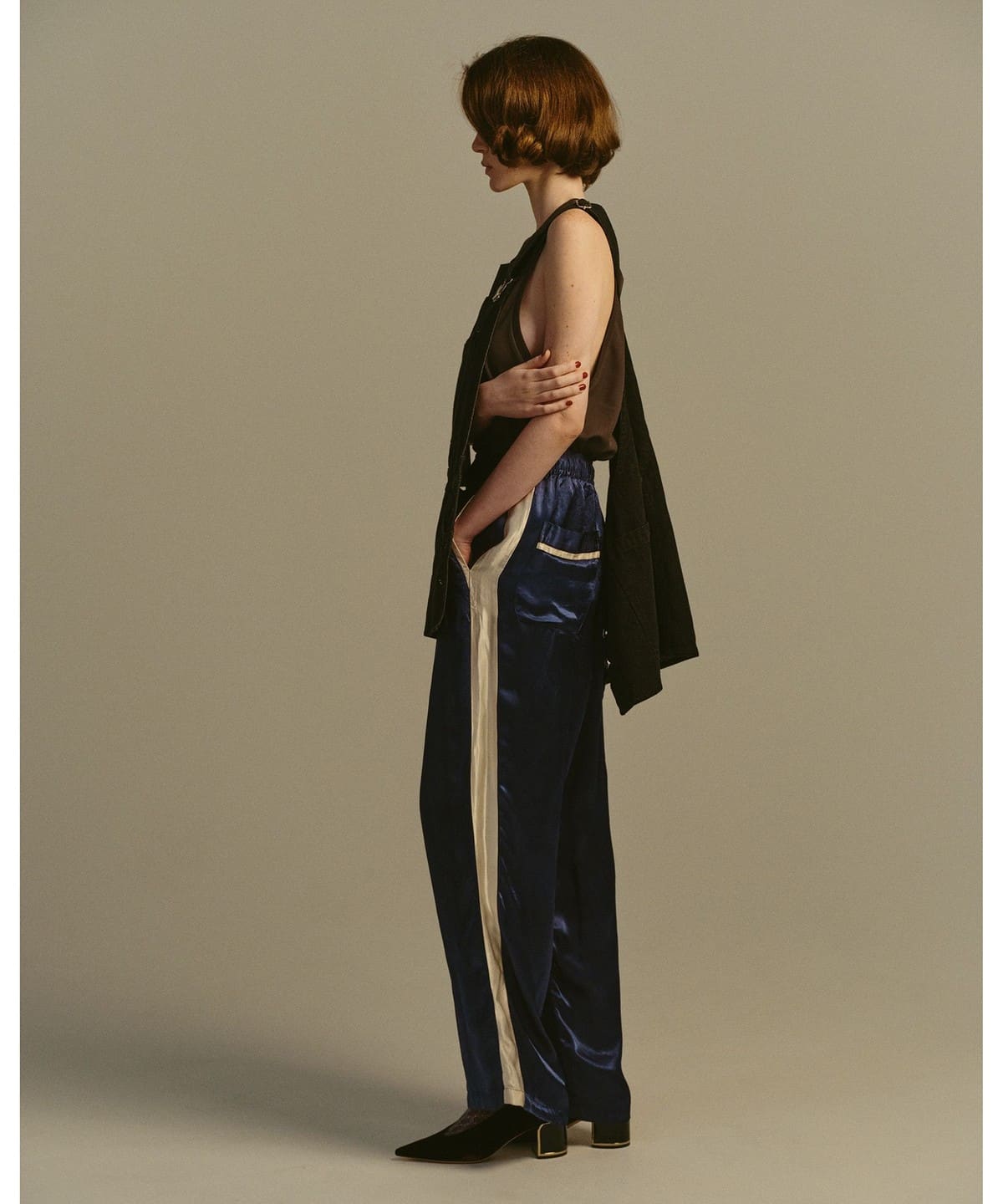 ambiance / Satin Line Pants(S M) パンツ WOMEN NAVY M ambiance / Satin Line Pants(S M) パンツ WOMEN NAVY M