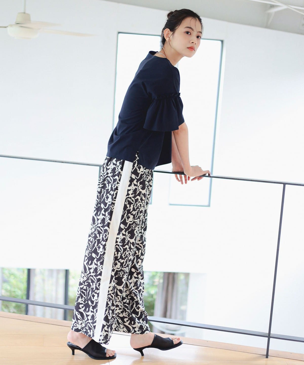 プリント ライン パンツ(S M) パンツ WOMEN INK BLACK S プリント ライン パンツ(S M) パンツ WOMEN INK BLACK S