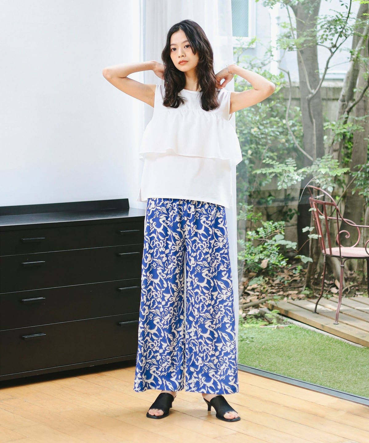 プリント ライン パンツ(S M) パンツ WOMEN BLUE S プリント ライン パンツ(S M) パンツ WOMEN BLUE S