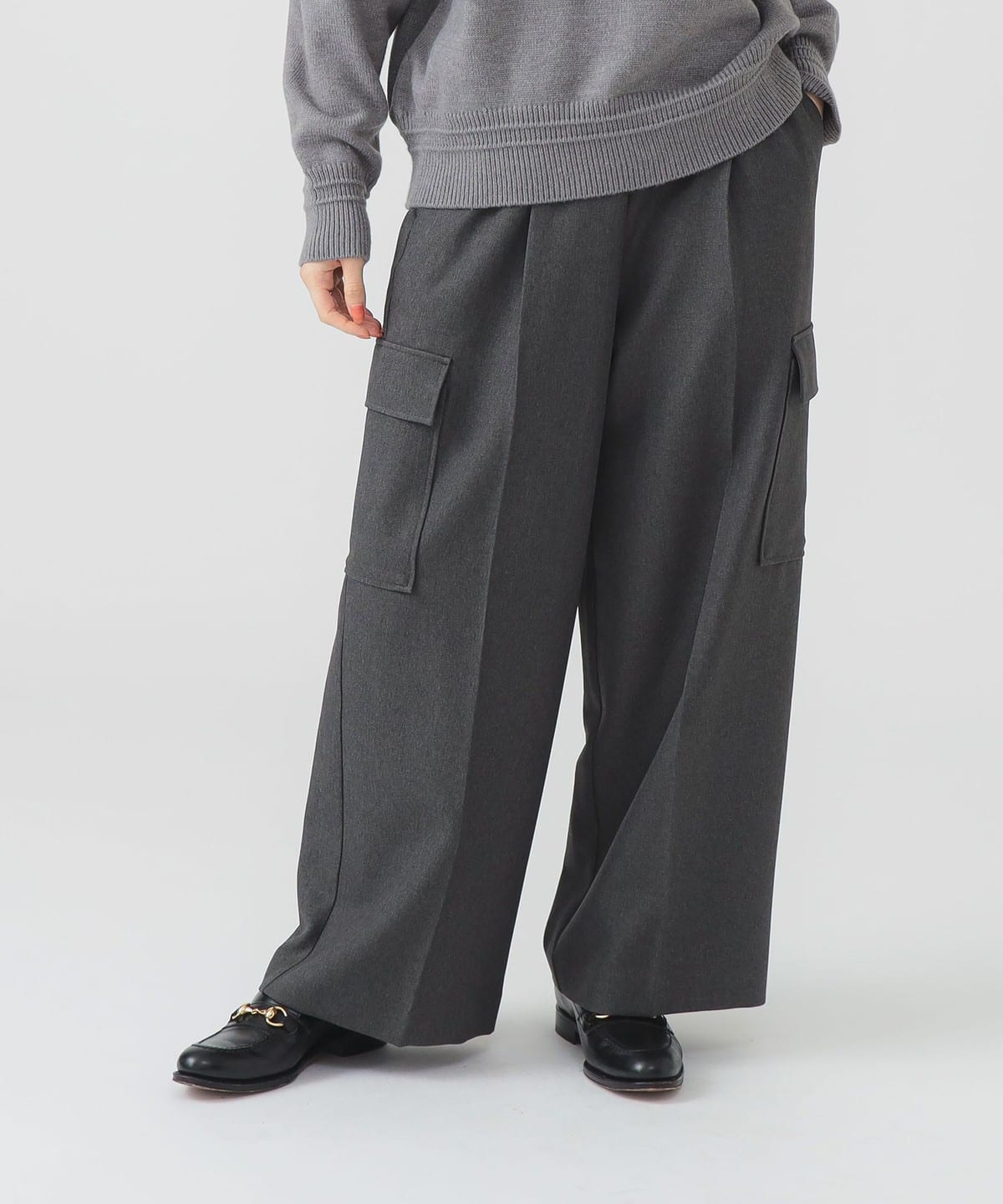 ウールライク カーゴパンツ パンツ WOMEN GREY M ウールライク カーゴパンツ パンツ WOMEN GREY M