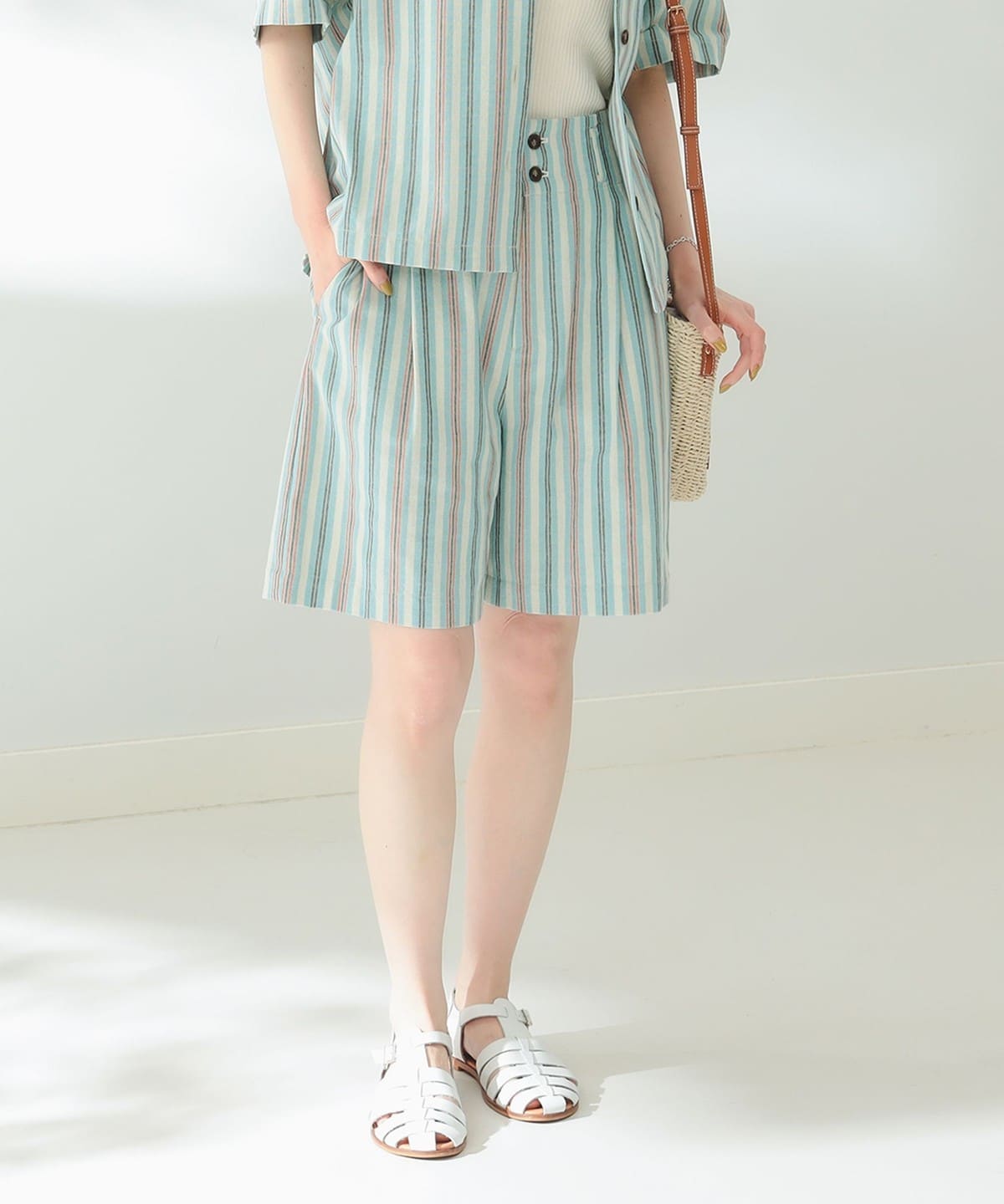 ストライプ ショートパンツ パンツ WOMEN SAX系 S ストライプ ショートパンツ パンツ WOMEN SAX系 S