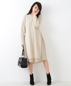 B:MING by BEAMS / ケーブル×布帛コンビ ワンピース 17AW