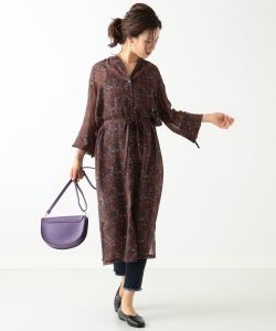 【洗える】B:MING by BEAMS / プリント マキシ丈ワンピース 18AW