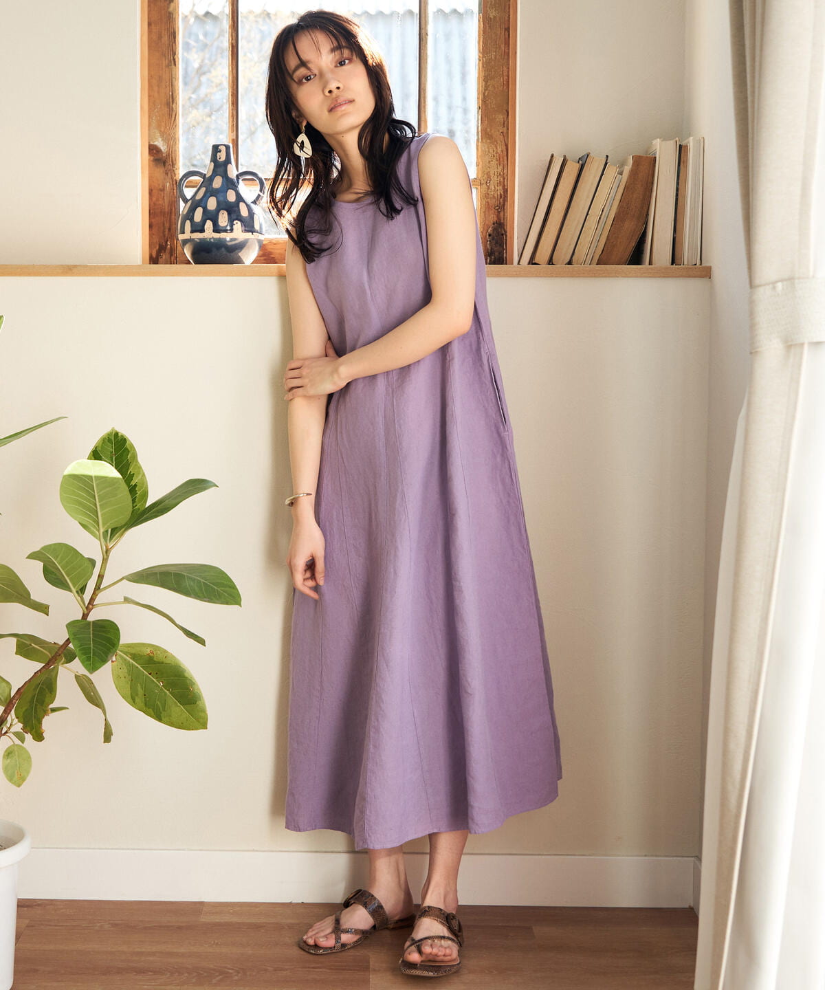 B Ming By Beams リトアニアリネン マキシ ワンピース 21ss B Ming By Beams リトアニアリネン マキシ ワンピース 21ss