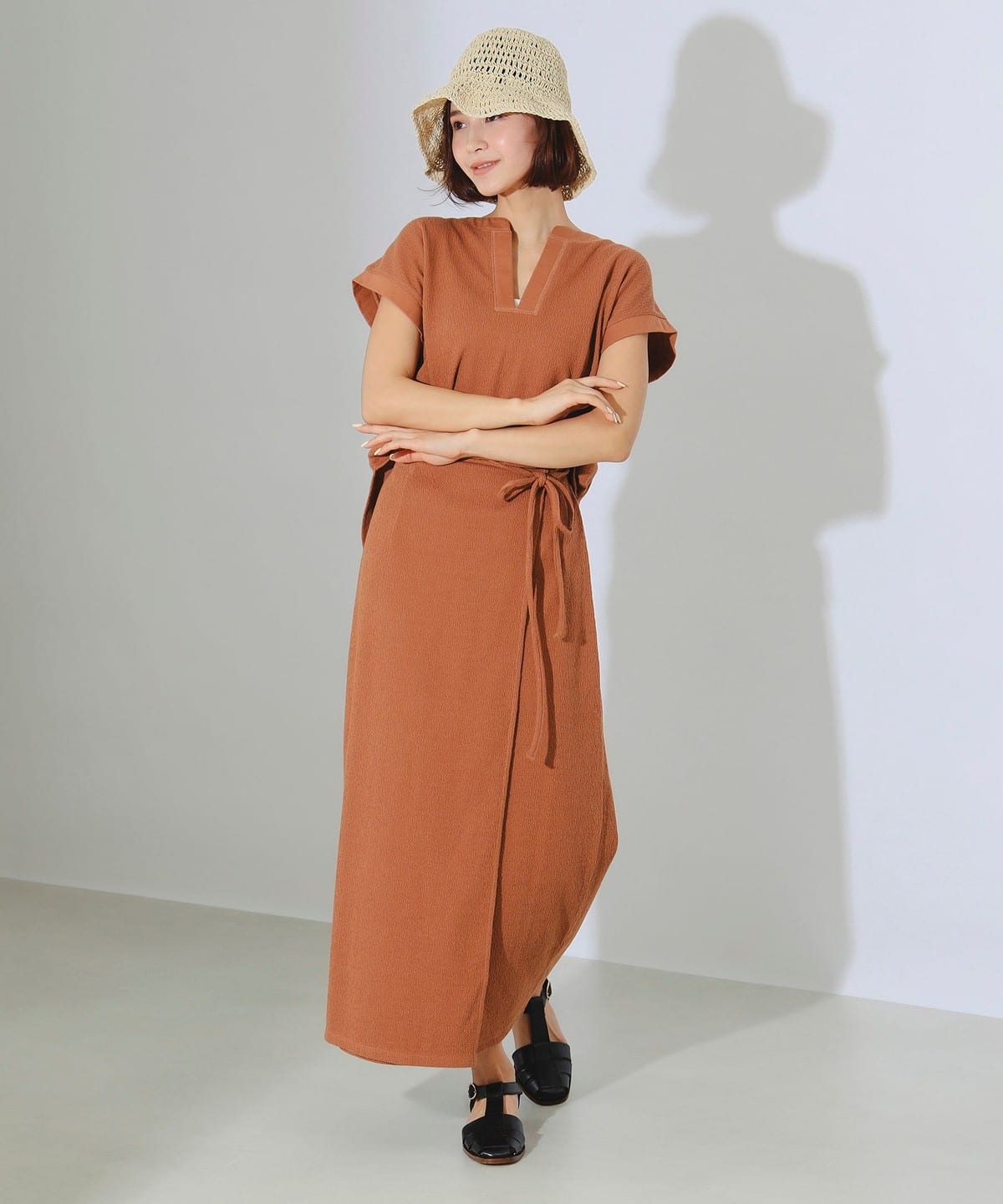 スラブ テレコ スカート セットアップ ワンピース WOMEN ORANGE S スラブ テレコ スカート セットアップ ワンピース WOMEN ORANGE S