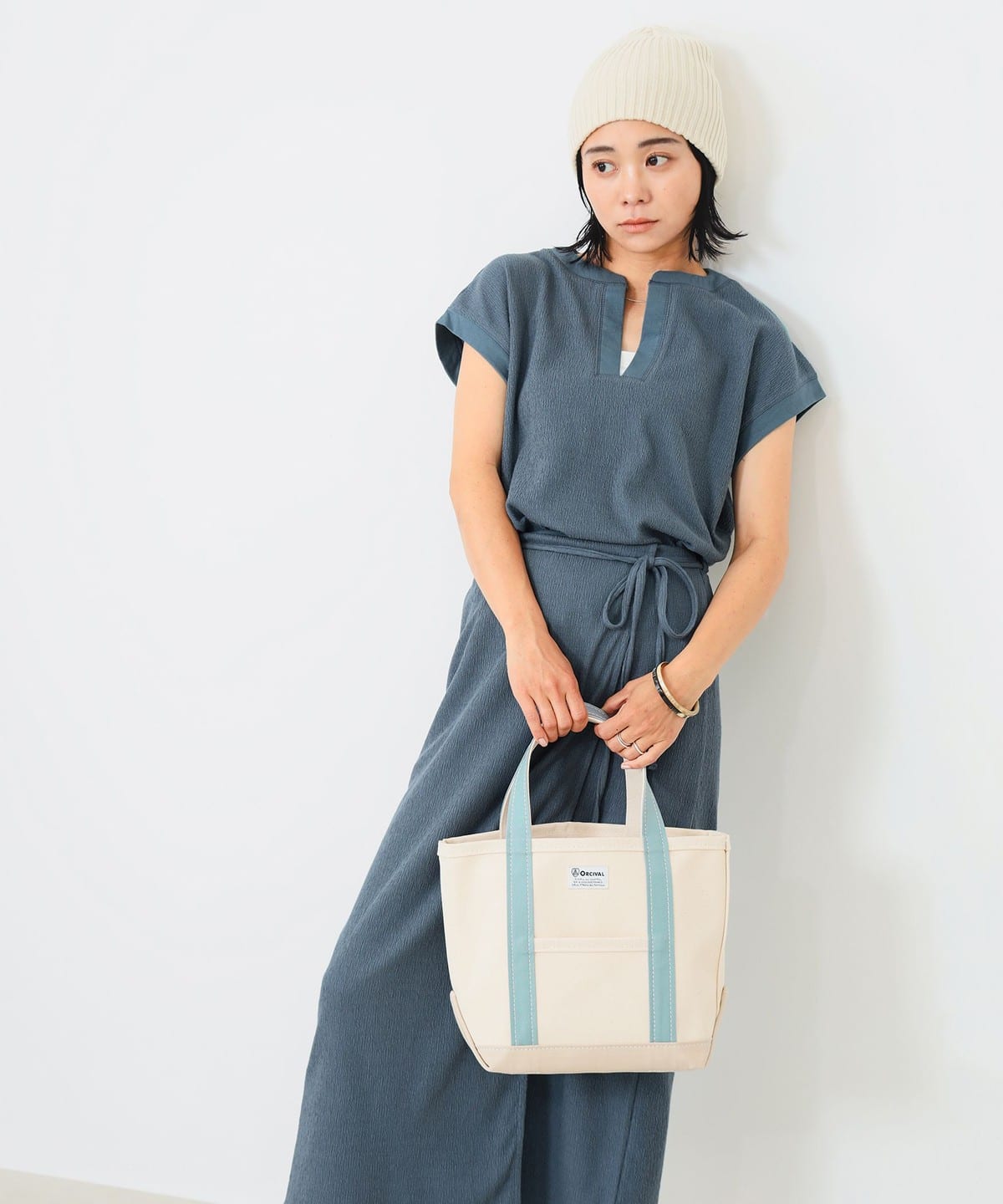 スラブ テレコ スカート セットアップ ワンピース WOMEN STONE BLUE S スラブ テレコ スカート セットアップ ワンピース WOMEN STONE BLUE S