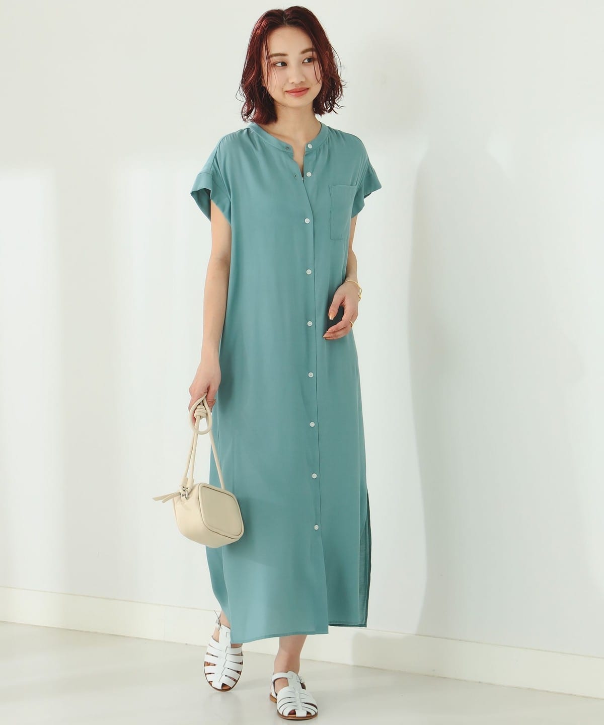 B:MING by BEAMS ビーミング by ビームス / バンドカラー シャツ ワンピース ワンピース WOMEN STONE BLUE S B:MING by BEAMS ビーミング by ビームス / バンドカラー シャツ ワンピース ワンピース WOMEN STONE BLUE S