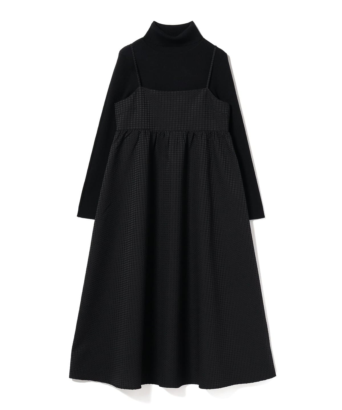 ニット × ジャカード キャミワンピ―ス ワンピース WOMEN BLACK S ニット × ジャカード キャミワンピ―ス ワンピース WOMEN BLACK S