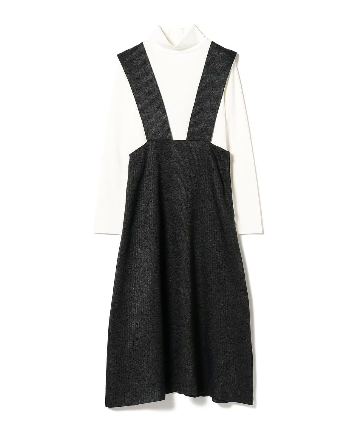 ツイード風ジャンパースカート & プルオーバー カットソー セット スカート WOMEN CHARCORL. GREY*IVORY M ツイード風ジャンパースカート & プルオーバー カットソー セット スカート WOMEN CHARCORL. GREY*IVORY M