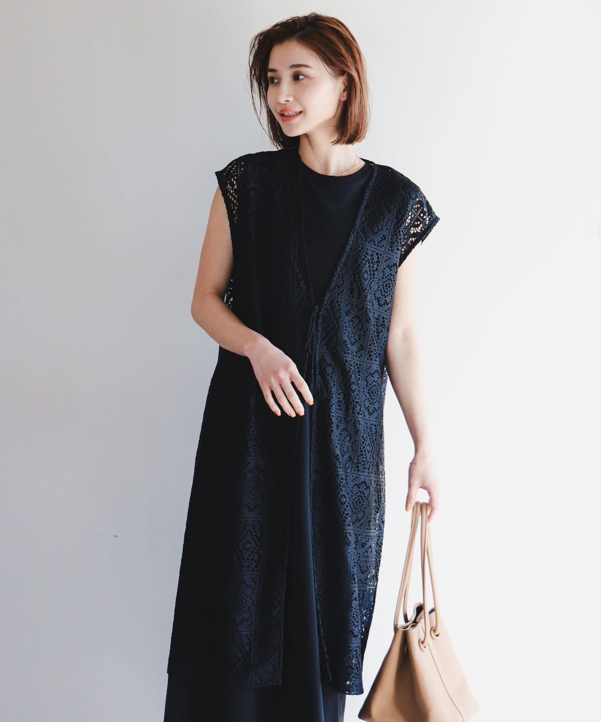 レースジレ & カットソーワンピース セット ワンピース WOMEN BLACK S レースジレ & カットソーワンピース セット ワンピース WOMEN BLACK S
