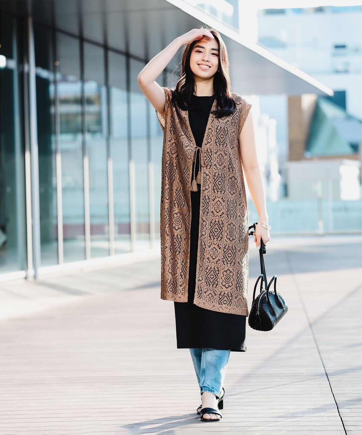 レースジレ & カットソーワンピース セット ワンピース WOMEN BROWN M レースジレ & カットソーワンピース セット ワンピース WOMEN BROWN M