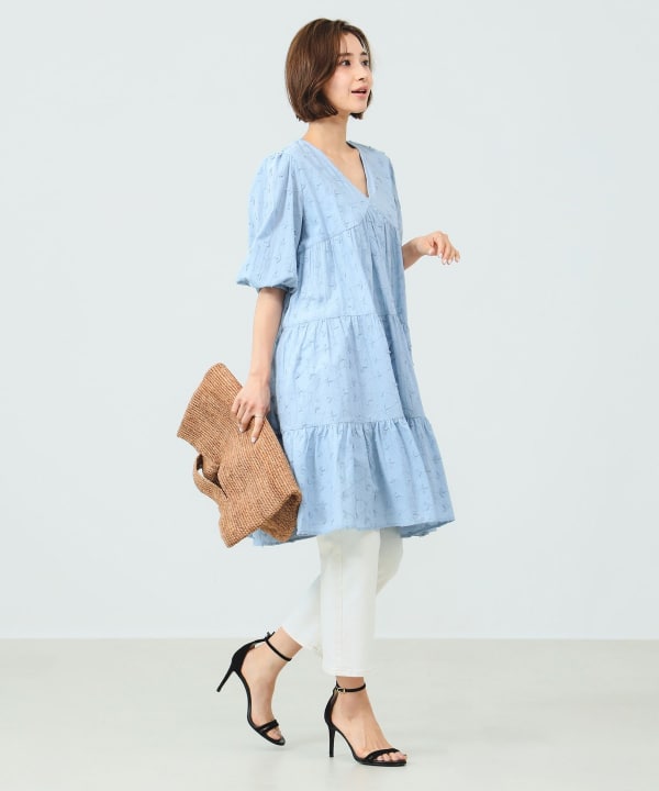 カラミ刺繍ワンピース　プリスティン カラミフラワー刺繍ワンピース – PRISTINE