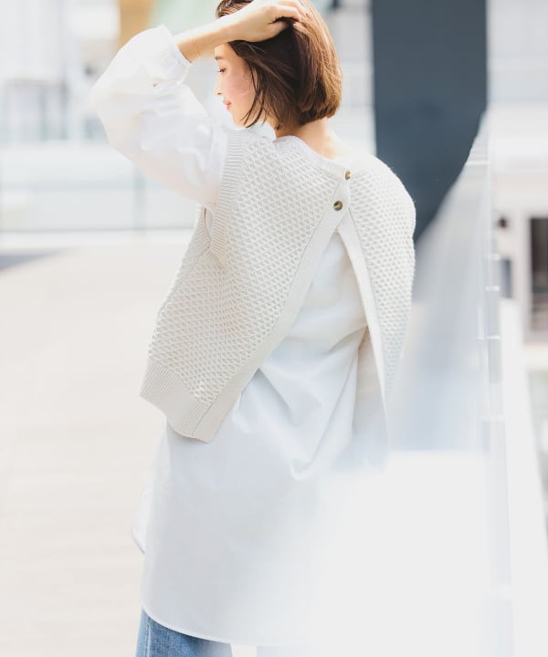 ニットベスト+チュニック シャツ ワンピース セット B:MING by BEAMS（ビーミング by ビームス）ワッフル ニット