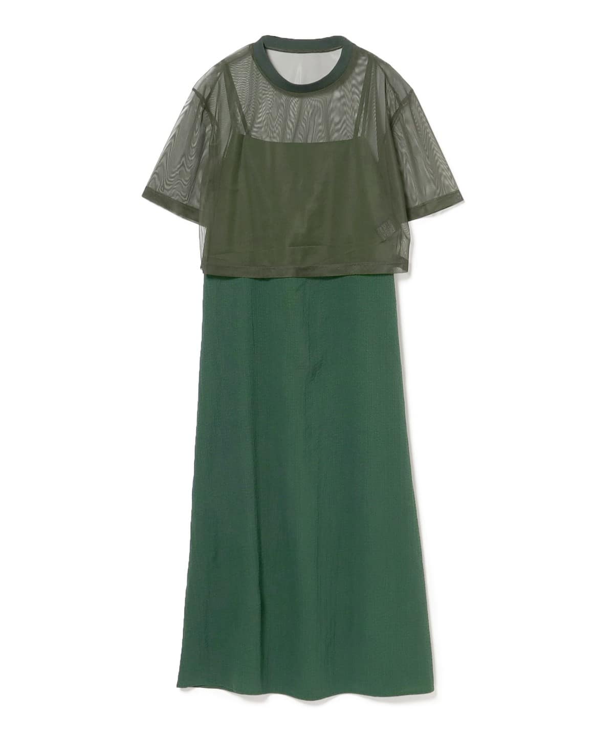 メッシュ プルオーバー+ ジャカード ワンピース セット(S L) ワンピース WOMEN DARK GREEN S メッシュ プルオーバー+ ジャカード ワンピース セット(S L) ワンピース WOMEN DARK GREEN S