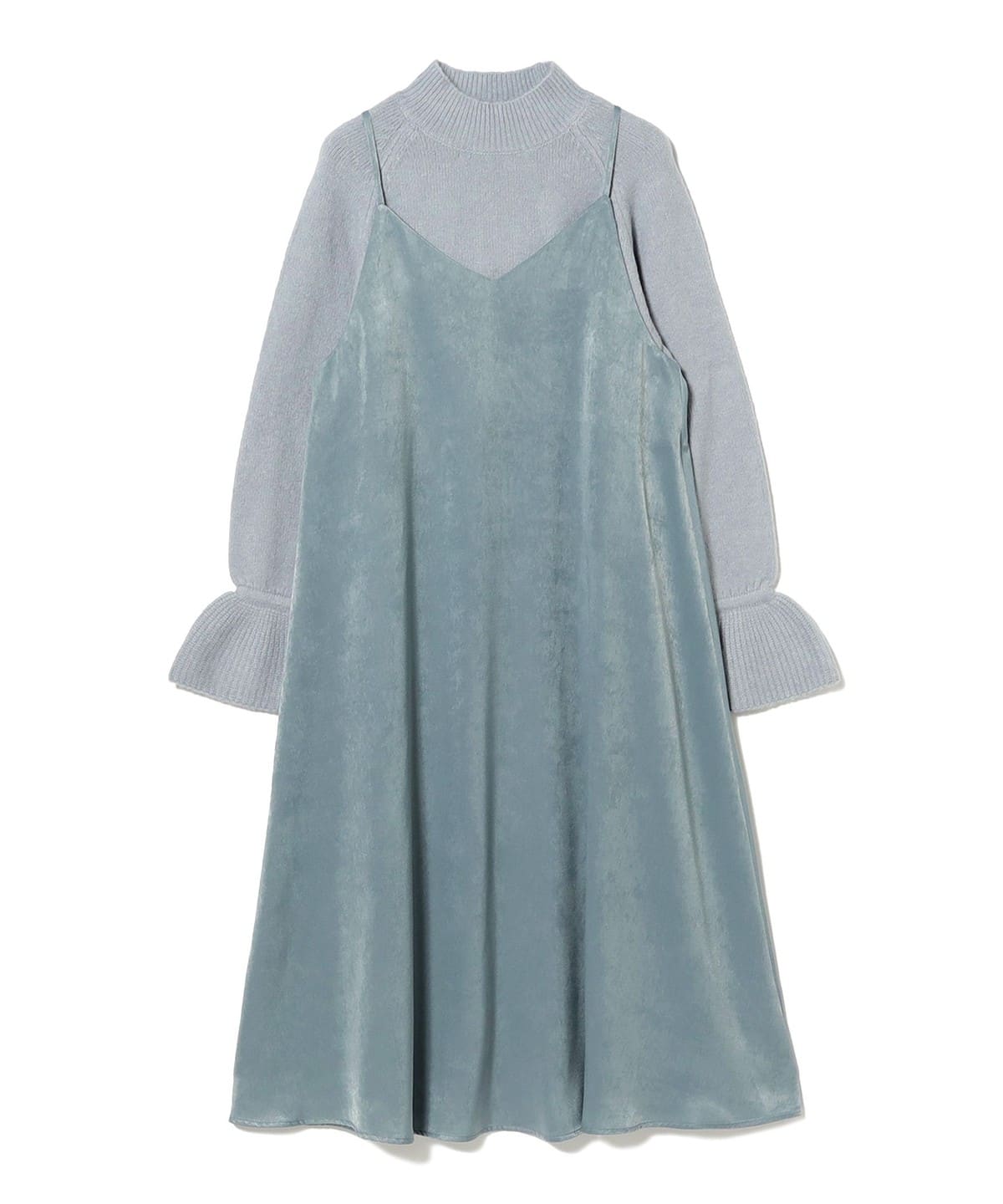 ニット プルオーバー × キャミ ワンピース セット ワンピース WOMEN SAX*STONE BLUE ONE SIZE ニット プルオーバー × キャミ ワンピース セット ワンピース WOMEN SAX*STONE BLUE ONE SIZE