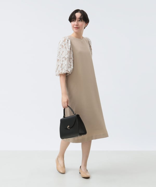 9/7削除しますB:MING by BEAMS 袖ジャカード ワンピース　S B:MING by BEAMS（ビーミング by ビームス）袖ジャカード