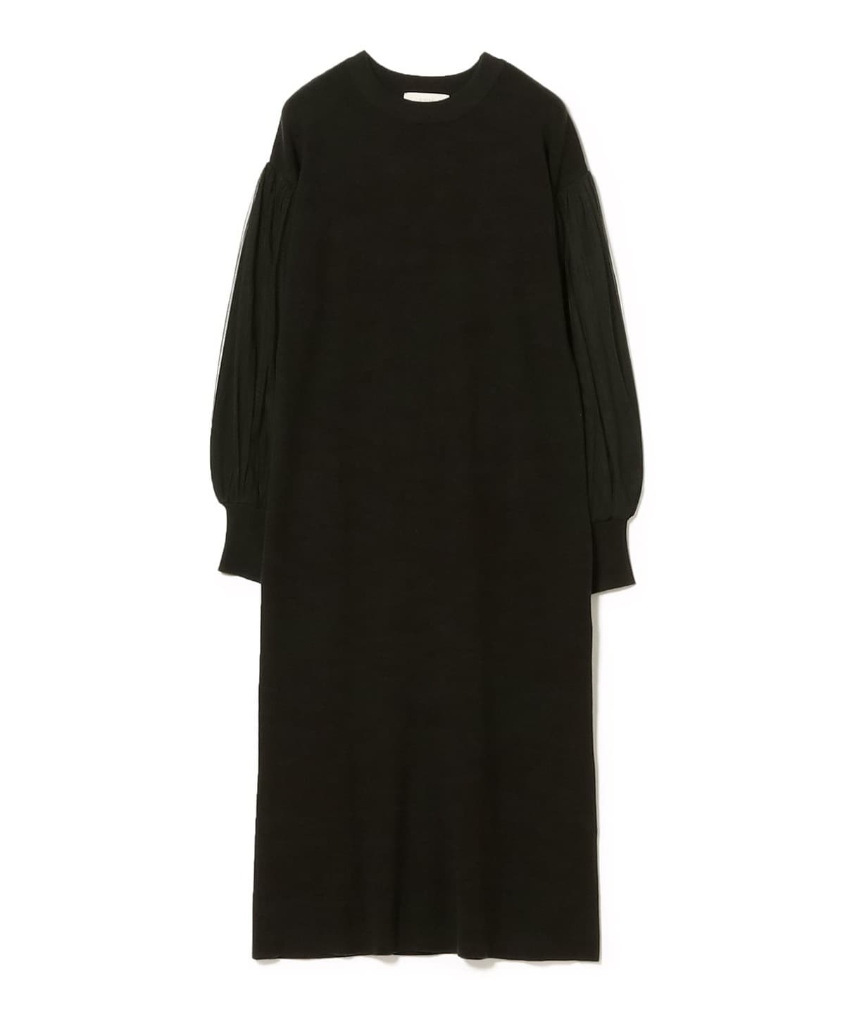 袖チュール ニットワンピース ワンピース WOMEN BLACK ONE SIZE 袖チュール ニットワンピース ワンピース WOMEN BLACK ONE SIZE