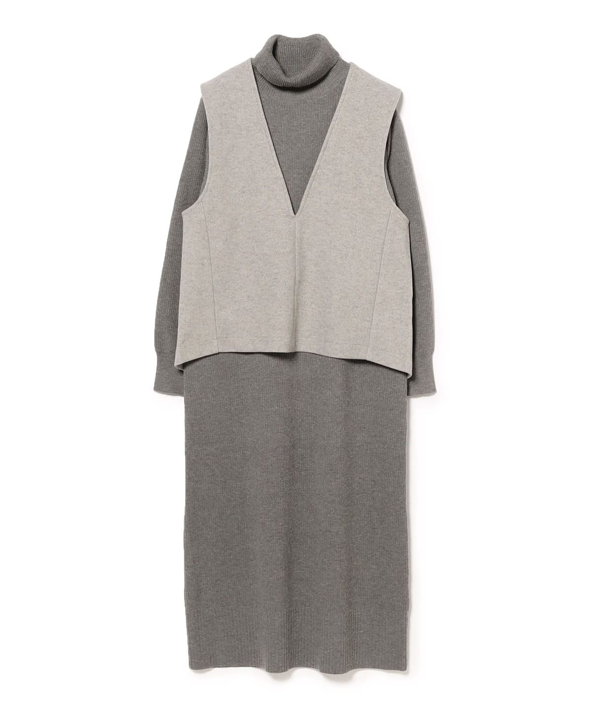 【タイムセール】ベスト × タートルネック ワンピース セット(S M) ワンピース WOMEN GREY*LIGHT GREY S 【タイムセール】ベスト × タートルネック ワンピース セット(S M) ワンピース WOMEN GREY*LIGHT GREY S