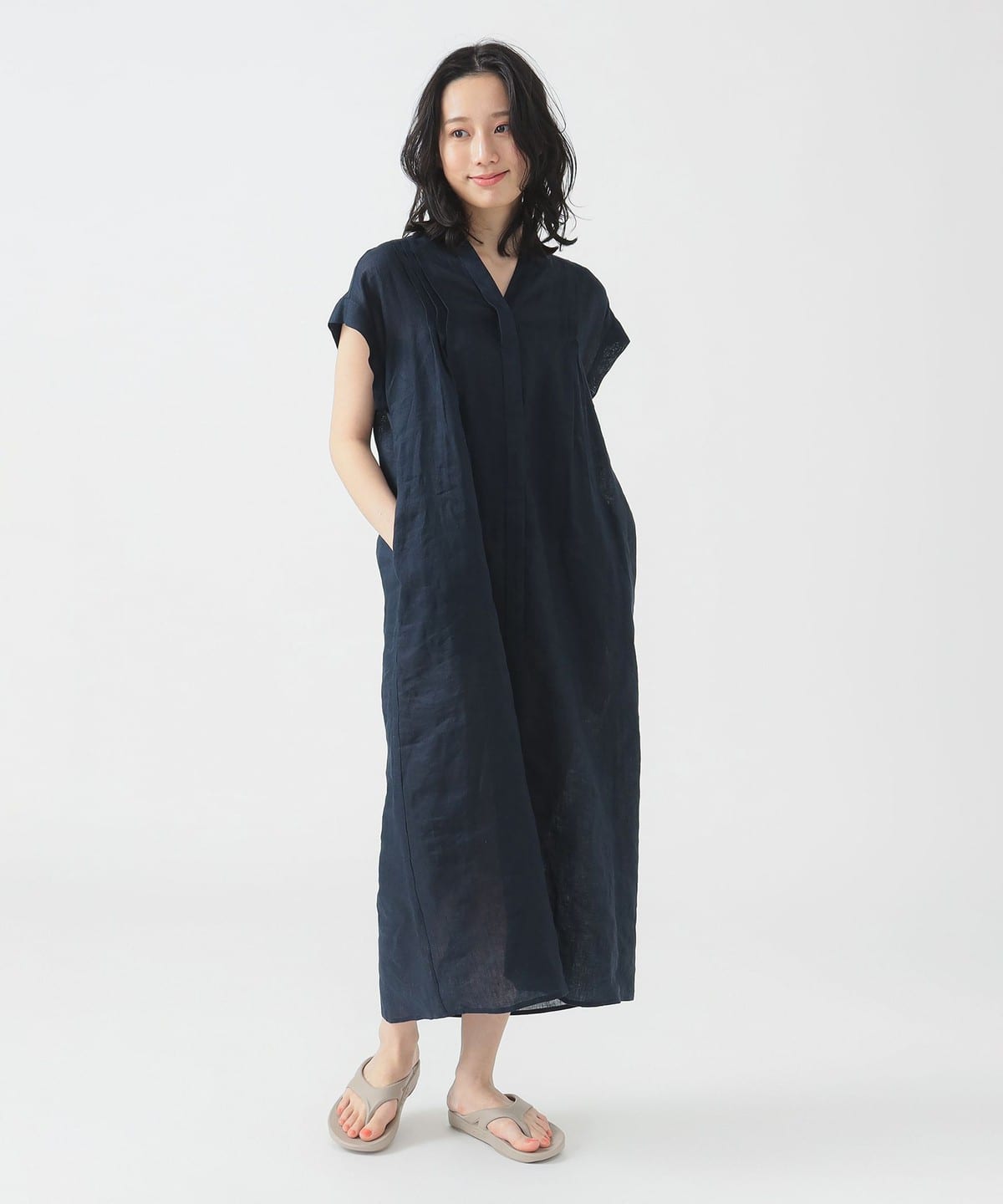 【6/25新規値下げ】【手洗いOK】ルランゼフィール リネン ワンピース(S M) ワンピース WOMEN NAVY S 【6/25新規値下げ】【手洗いOK】ルランゼフィール リネン ワンピース(S M) ワンピース WOMEN NAVY S