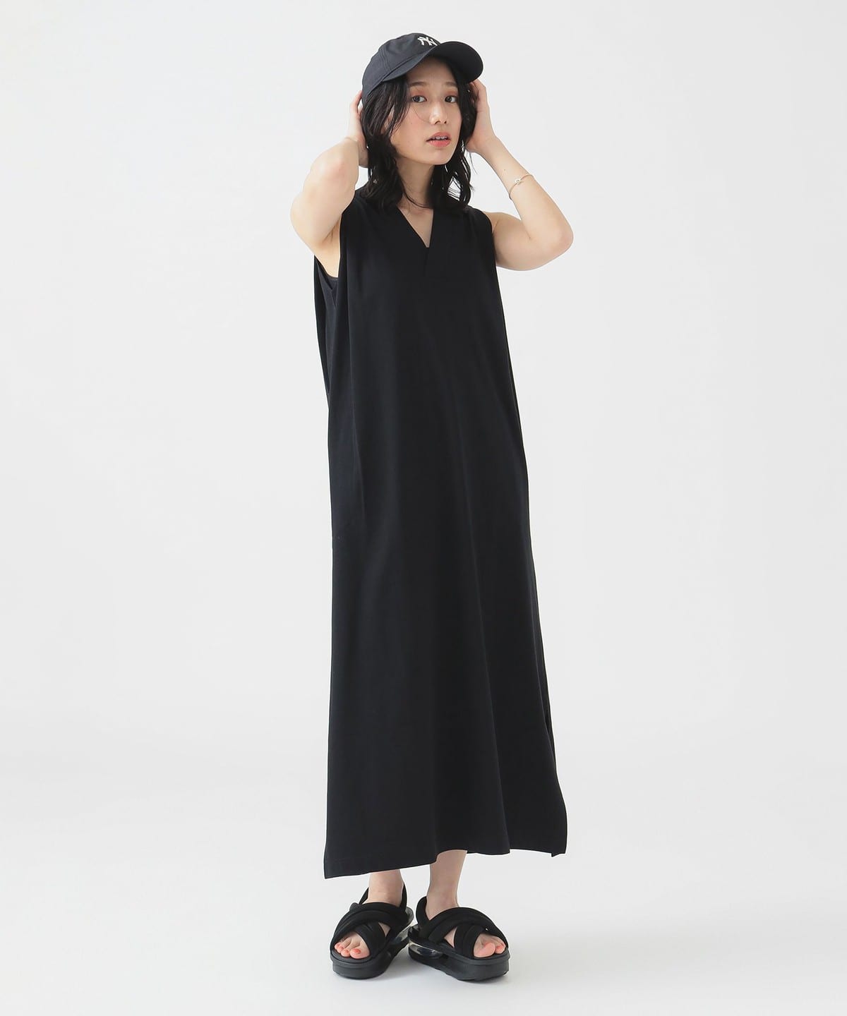 B:MING by BEAMS（ビーミング by ビームス）【洗える】Vネック マキシ