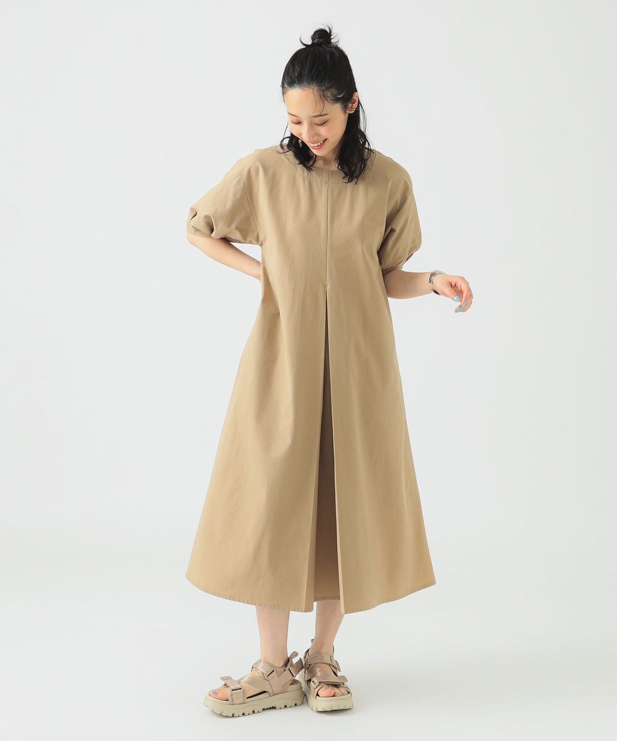 撥水 タック ワンピース(S L) ワンピース WOMEN BEIGE L 撥水 タック ワンピース(S L) ワンピース WOMEN BEIGE L
