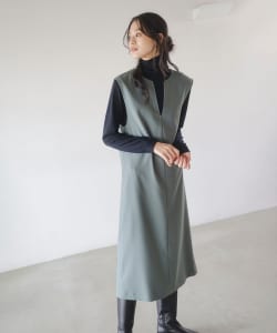 タートルネック ニット × スキッパー ワンピース セット