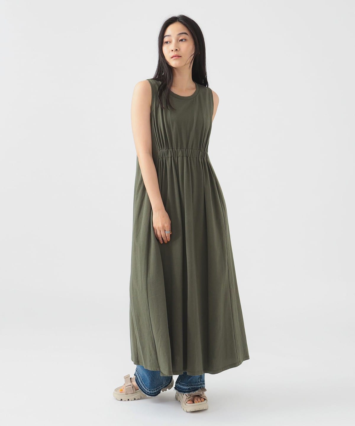 【吸水速乾・接触冷感】ランド アンド ウォーター フロントギャザー ワンピース(S M) ワンピース WOMEN OLIVE M 【吸水速乾・接触冷感】ランド アンド ウォーター フロントギャザー ワンピース(S M) ワンピース WOMEN OLIVE M