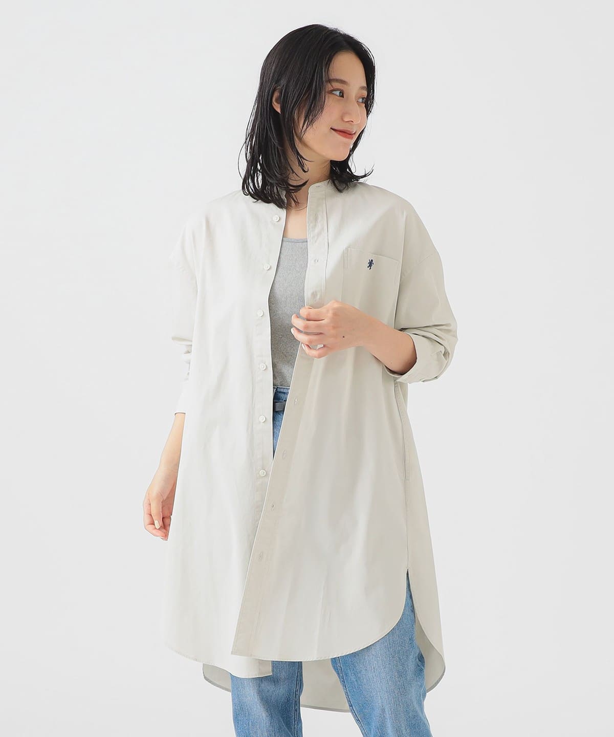 Gymphlex / バンドカラー シャツ ワンピース ワンピース WOMEN SAND BEIGE 14 Gymphlex / バンドカラー シャツ ワンピース ワンピース WOMEN SAND BEIGE 14