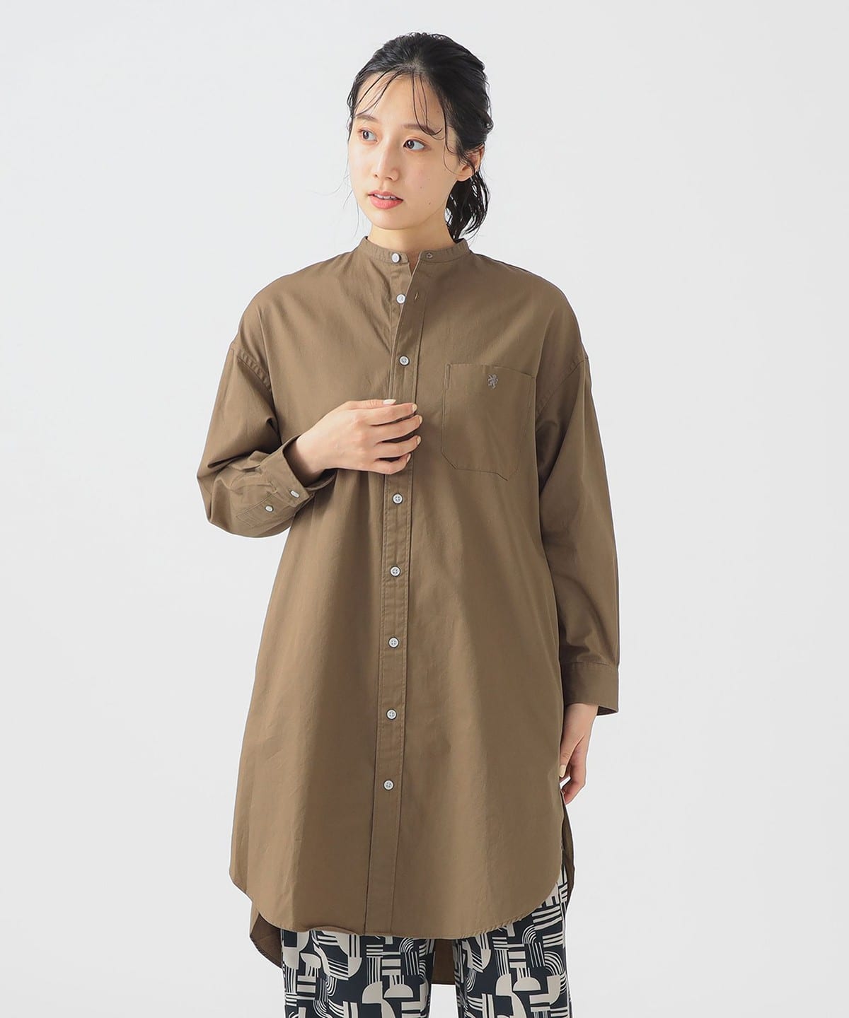 Gymphlex / バンドカラー シャツ ワンピース ワンピース WOMEN MOLE BROWN 14 Gymphlex / バンドカラー シャツ ワンピース ワンピース WOMEN MOLE BROWN 14