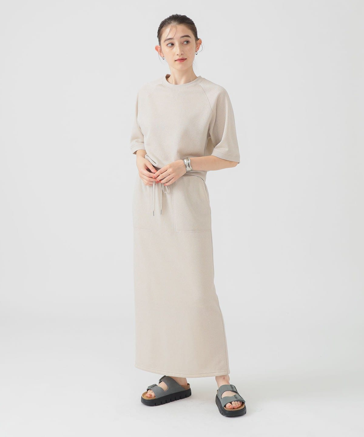 【セットアイテム】ラメ 裏毛 セットアップ(S M) ワンピース WOMEN LIGHT BEIGE S 【セットアイテム】ラメ 裏毛 セットアップ(S M) ワンピース WOMEN LIGHT BEIGE S