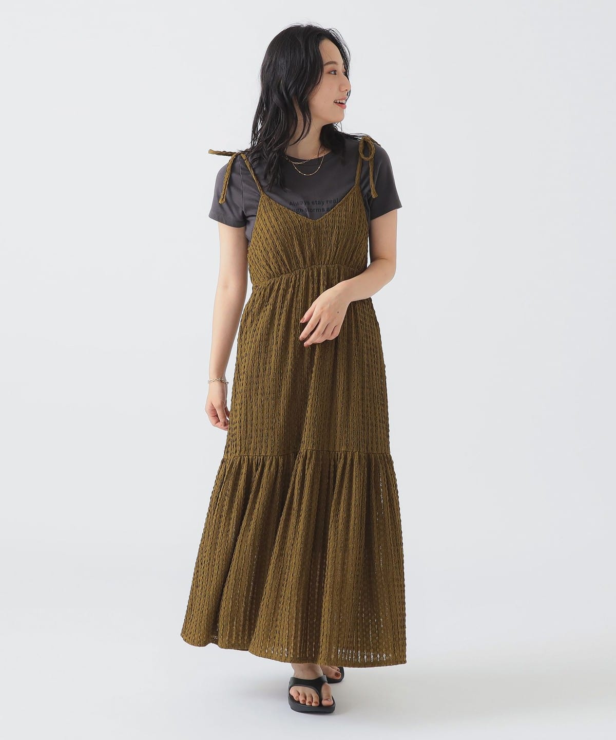 ジャカード キャミ ワンピース ワンピース WOMEN KHAKI M ジャカード キャミ ワンピース ワンピース WOMEN KHAKI M