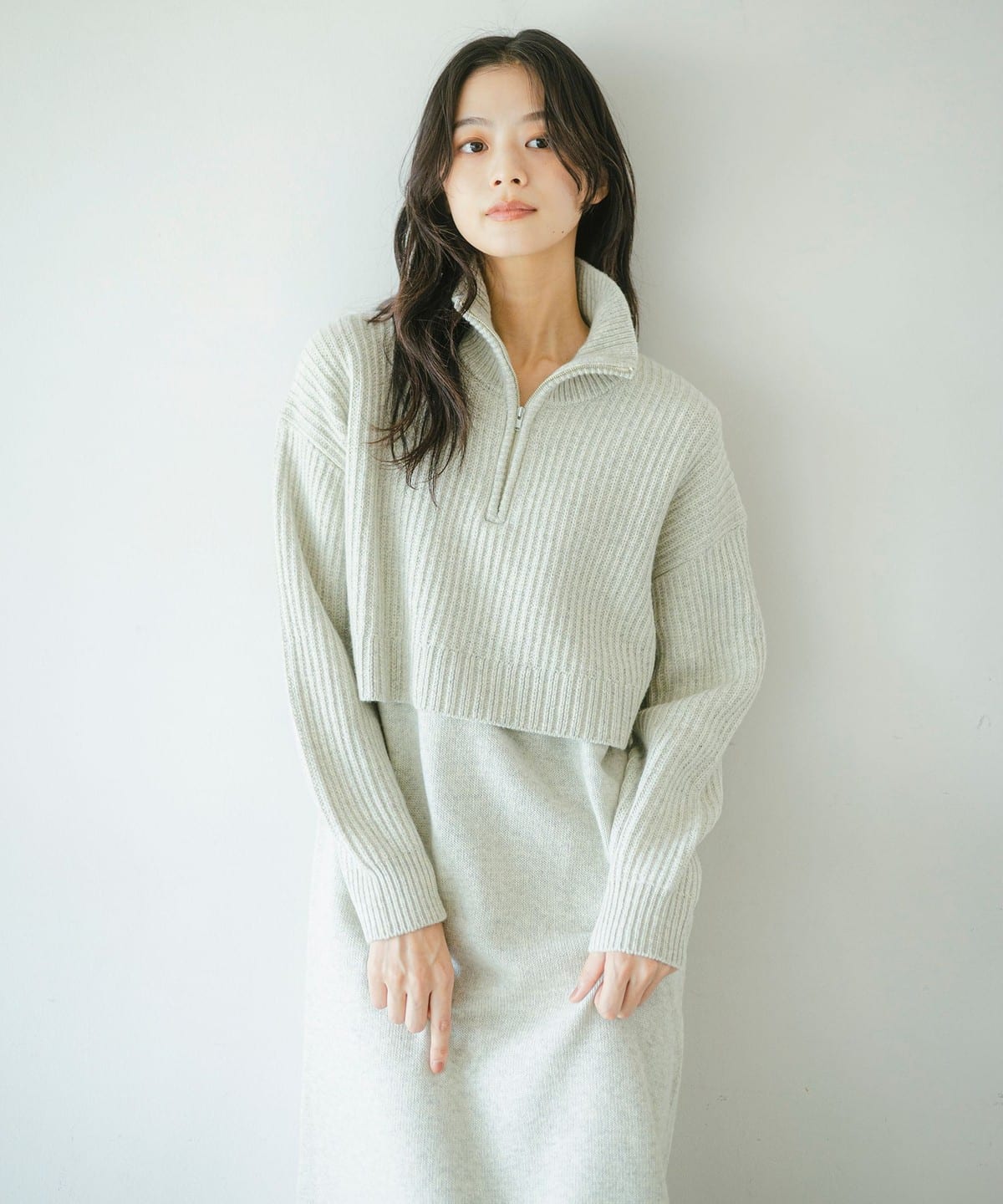 レイヤード風 ニット ワンピース ワンピース WOMEN IVORY M