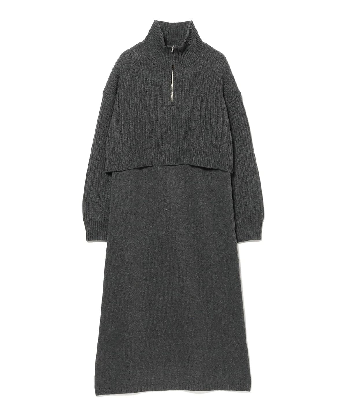 レイヤード風 ニット ワンピース ワンピース WOMEN GREY S レイヤード風 ニット ワンピース ワンピース WOMEN GREY S
