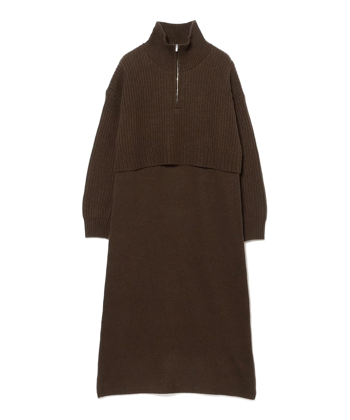 レイヤード風 ニット ワンピース ワンピース WOMEN BROWN M