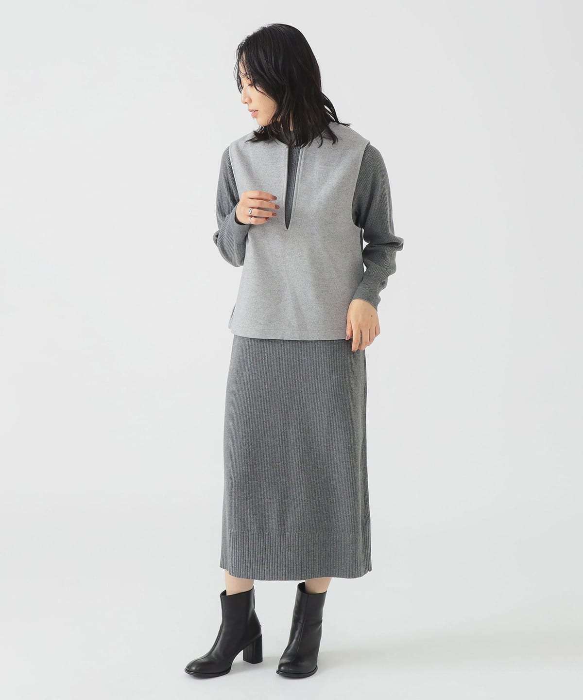 ベスト × ハイネック ワンピース セット（セットアイテム） ワンピース WOMEN GREY M