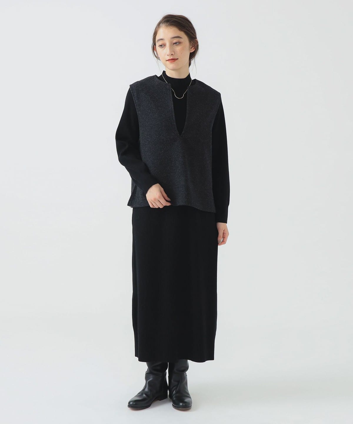 ベスト × ハイネック ワンピース セット（セットアイテム） ワンピース WOMEN BLACK S