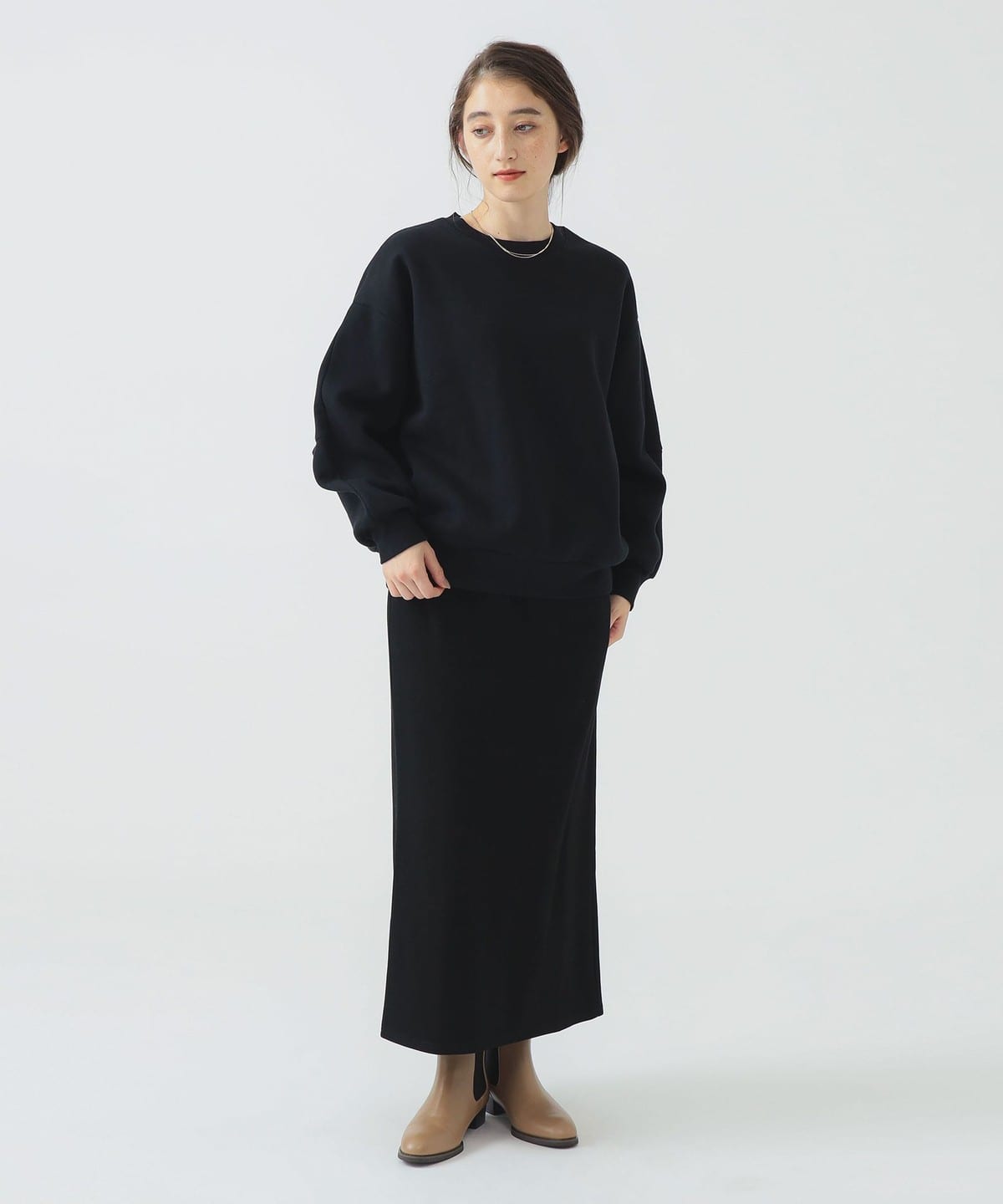 裏起毛カットソー×スカート セット(セットアイテム) ワンピース WOMEN BLACK*BLACK ONE SIZE 裏起毛カットソー×スカート セット(セットアイテム) ワンピース WOMEN BLACK*BLACK ONE SIZE