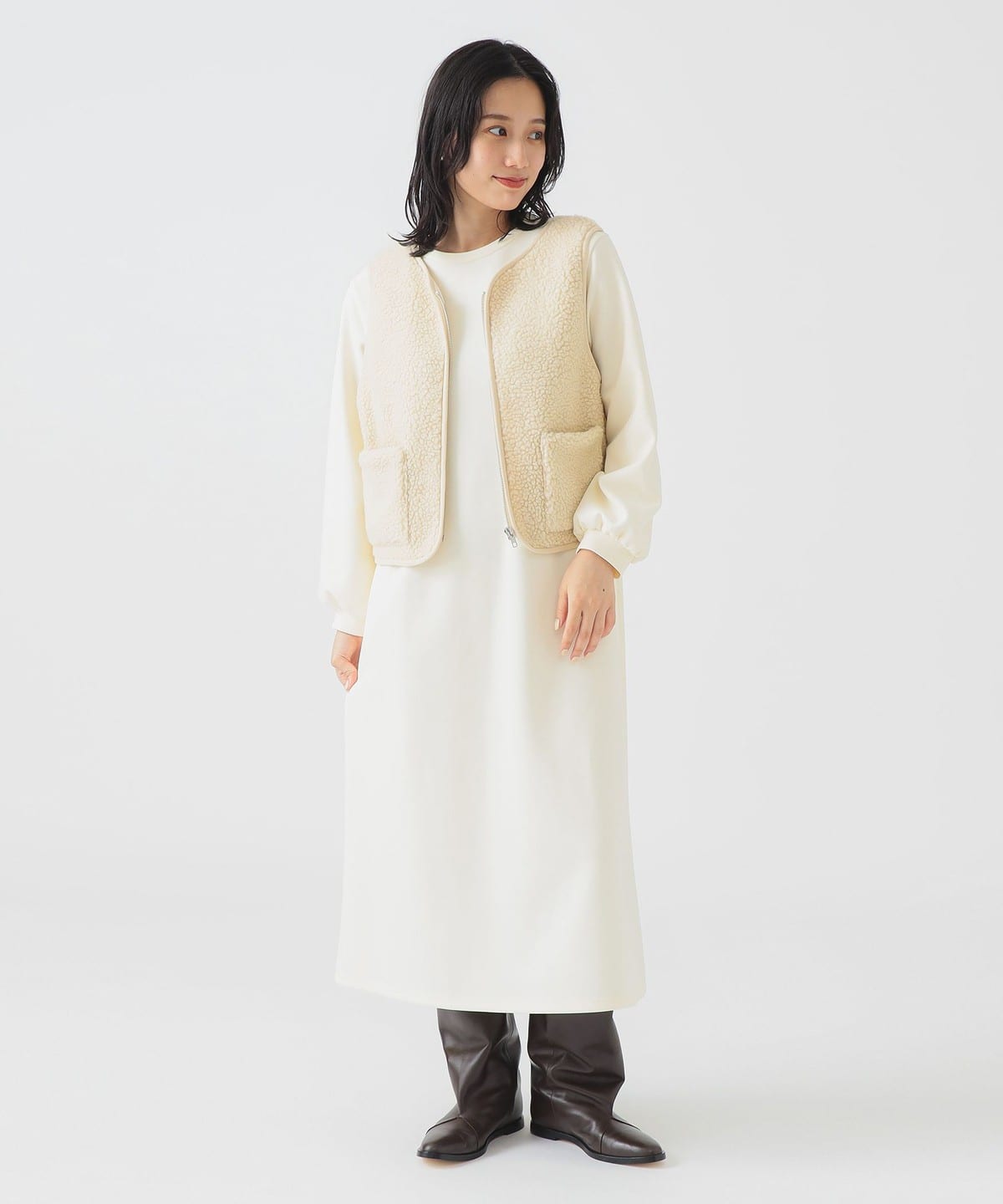 ボア ベスト × カット ワンピース セット ワンピース WOMEN IVORY×IVORY ONE SIZE ボア ベスト × カット ワンピース セット ワンピース WOMEN IVORY×IVORY ONE SIZE