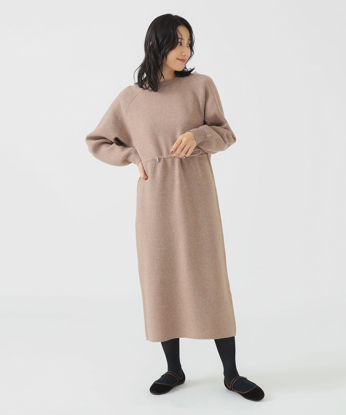 ニット ドローストリング ワンピース ワンピース WOMEN MOCHA ONE SIZE ニット ドローストリング ワンピース ワンピース WOMEN MOCHA ONE SIZE