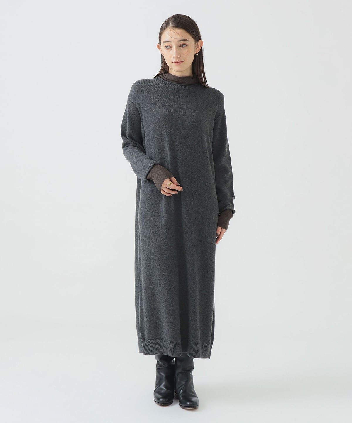 配色 ニット ワンピース ワンピース WOMEN GREY ONE SIZE 配色 ニット ワンピース ワンピース WOMEN GREY ONE SIZE