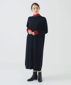 配色 ニット ワンピース