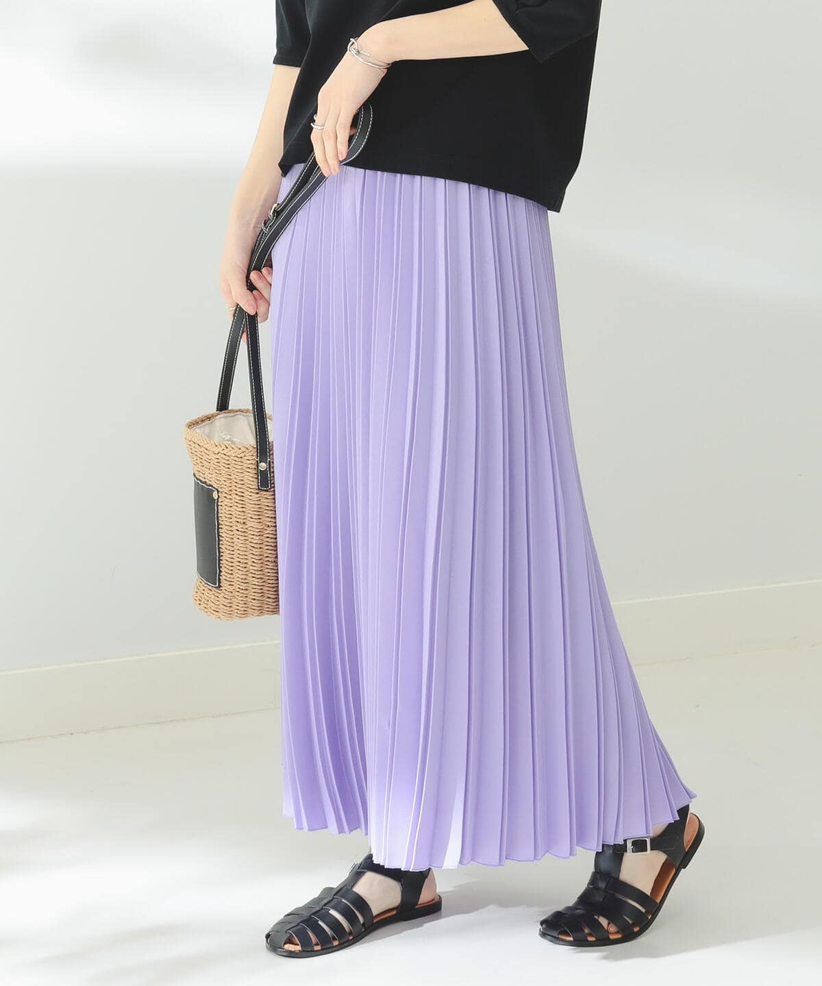 【新発売】新品 ビーミング ビームス パネル柄 プリーツスカート ネイビー系 S ロングスカート