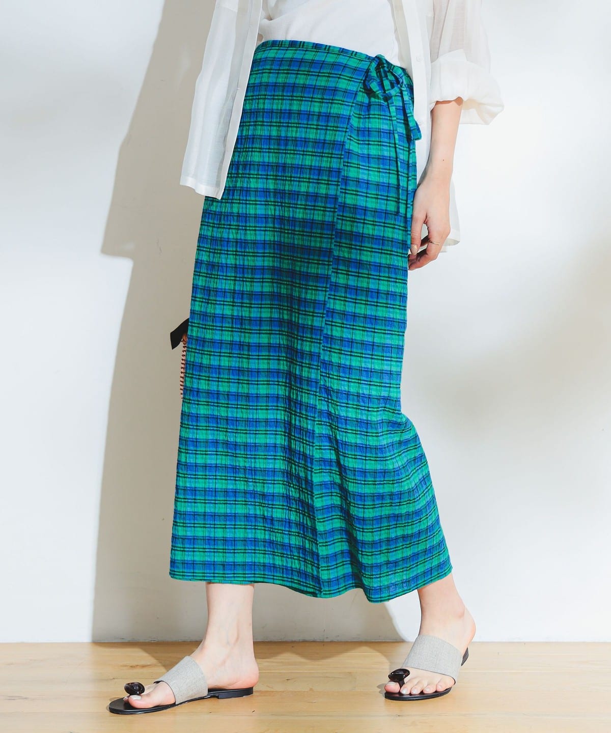 チェック ラップ風スカート(S M) スカート WOMEN BLUE S チェック ラップ風スカート(S M) スカート WOMEN BLUE S