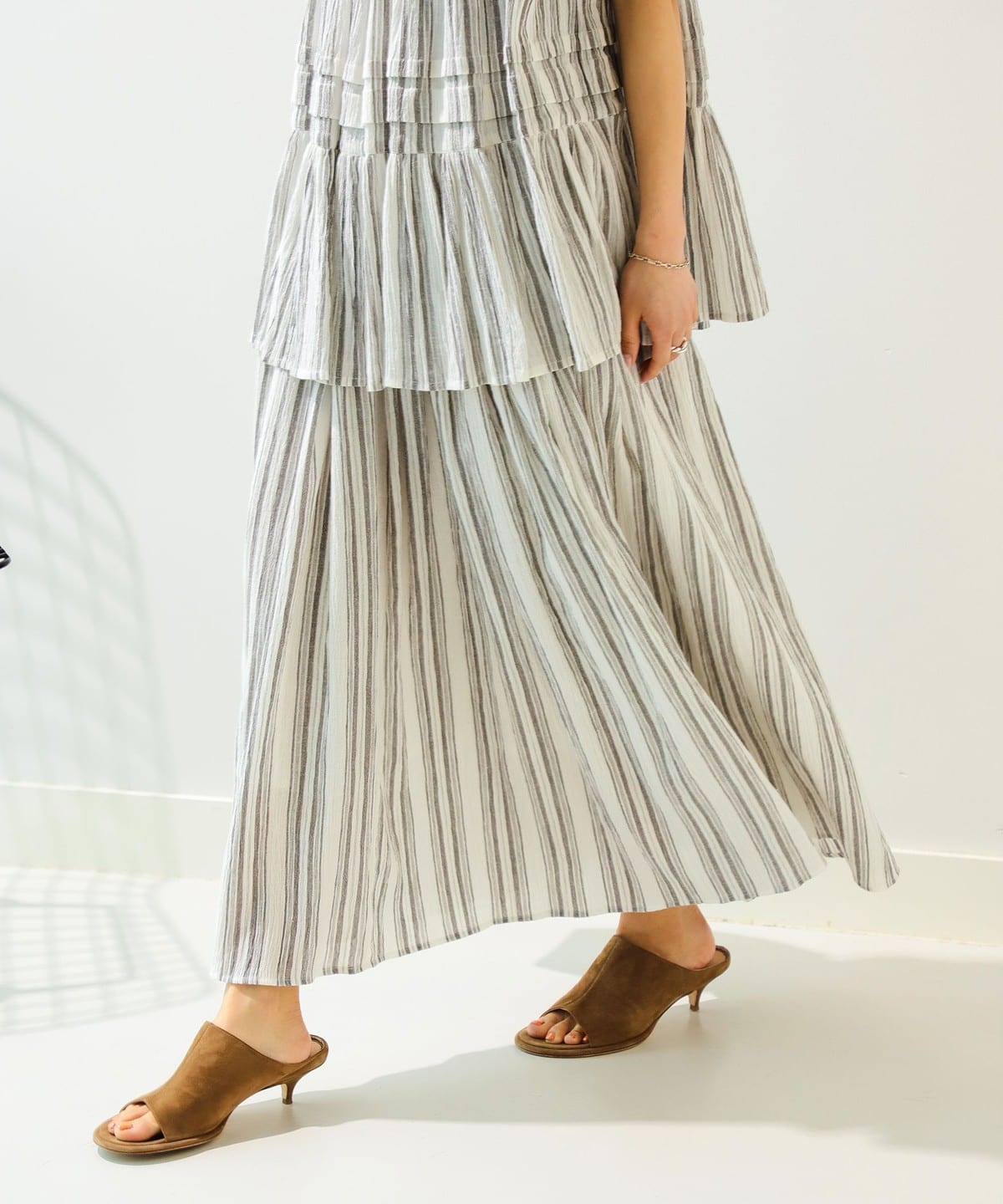 ワッシャー マキシ スカート（S M） スカート WOMEN STRIPE M