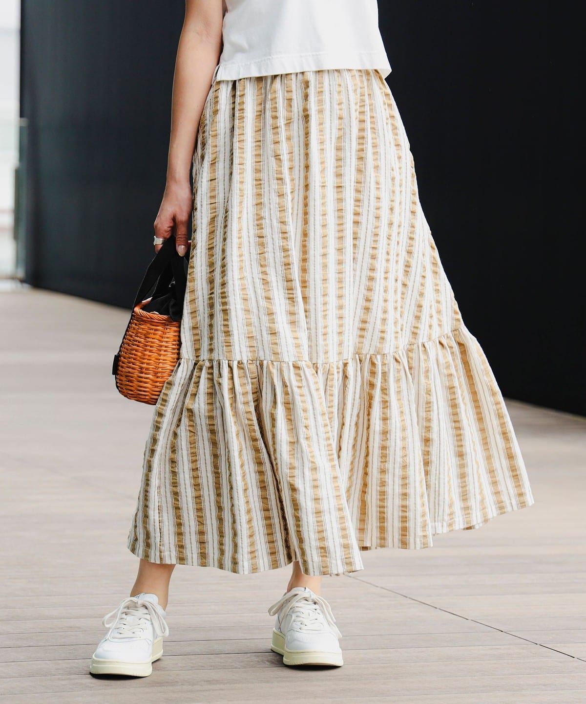 美品⭐︎BEAMS ストライププリントサーキュラースカート