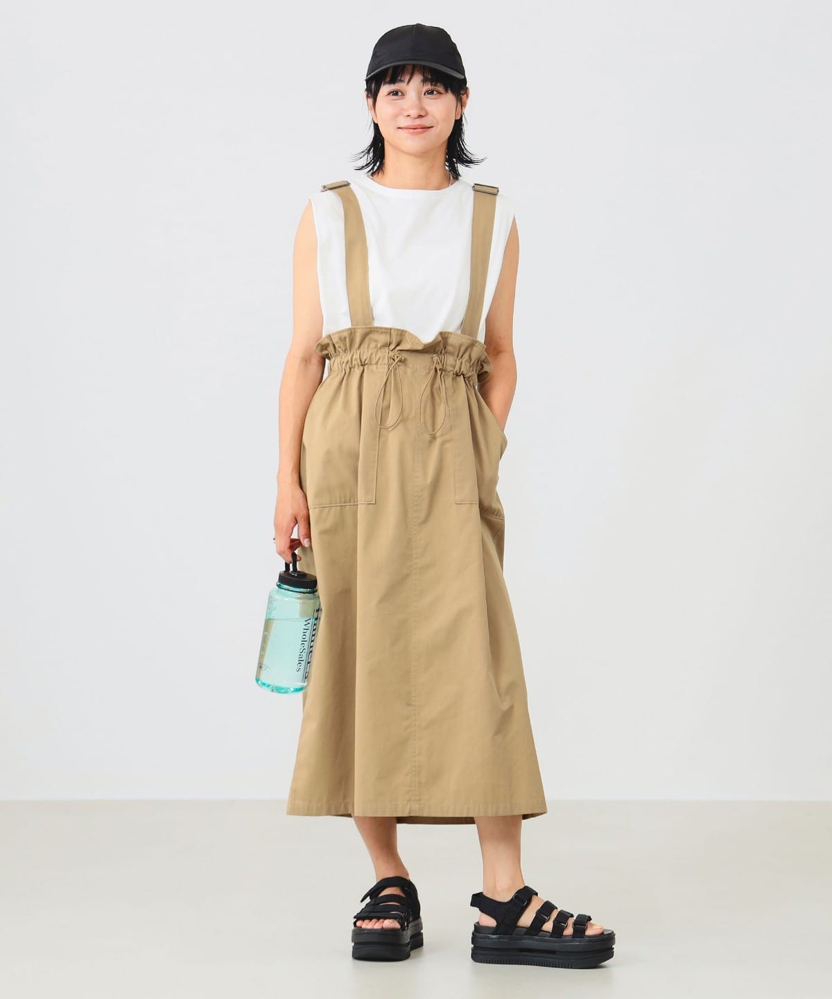 シャーリング ジャンパースカート(S M) スカート WOMEN DARK. BEIGE M シャーリング ジャンパースカート(S M) スカート WOMEN DARK. BEIGE M